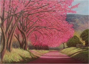 Virágzó fák képe (üvegen) (70x50 cm)