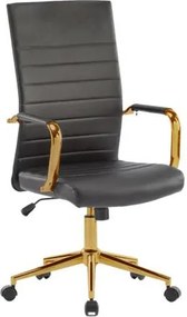 Irodai forgószék, textilbőr borítás, krómozott arany lábkereszt, Golden 6, fekete (BBSZV449)