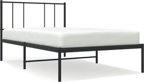 vidaXL fekete fém ágykeret fejtámlával 90 x 200 cm