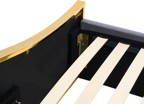 Ágy ráccsal, 180x200, sötétszürke Velvet szövet/gold arany króm, GEORGIA