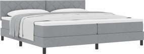 vidaXL Boxrugós ágy matracmal Világosszürke 200 x 200 cm szövet