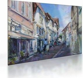 Kép - régi város sikátora, akril festmény (üvegen) (70x50 cm)