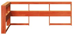 Könyvespolc fejtámla L-alakú viaszbarna 90 cm tömörfa fenyőfa