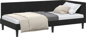 vidaXL Sarokágy keret fejtámlával Fekete 90 cm x 190 cm Bársony