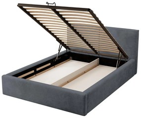 Franciaágy 140 cm Fatime (ágyráccsal) (tárolóhellyel) (szürke + fekete) . 1099181