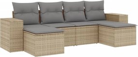vidaXL 6 részes bézs polyrattan kerti ülőgarnitúra párnával