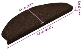 10 db barna tűlyukasztott öntapadó lépcsőszőnyeg 65 x 21 x 4 cm