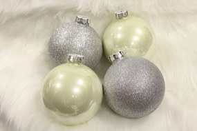 Ezüst karácsonyi gömbök 4-es szett 10cm