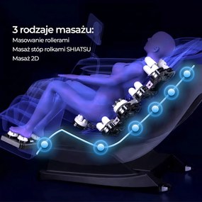 Masszázsfotel szürke színben, műbőr kárpittal VX MAX