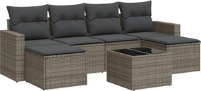 vidaXL 7 részes szürke polyrattan kerti ülőgarnitúra párnákkal