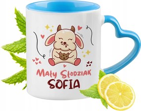 Kék bögre szív alakú füllel Szófiának Ideális Ajándék