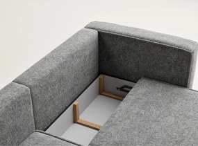 Szürke zsenília kinyitható-tárolóhelyes sarokkanapé (bal oldali-heverő résszel) Velto – Maison de Rêve