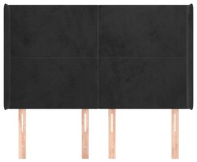 fekete bársony fejtámla szárnyakkal 147x16x118/128 cm