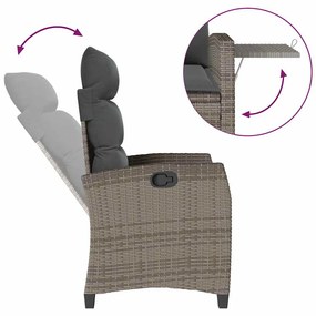 szürke polyrattan fekvő kerti szék oldalsó asztallal