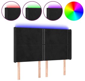 fekete bársony LED-es fejtámla 147x16x118/128 cm