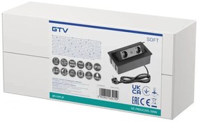 Konnektor, pultba süllyeszthető, fekvő, SOFT, 2x dugalj,2x USB A+C, 1,5 lábellel, fekete