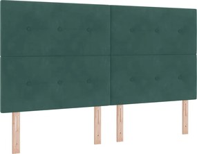 vidaXL LED Box Spring Ágy matracmal Sötétzöld 180 x 200 cm szövet