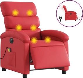 vidaXL bordó műbőr elektromos dönthető masszázsfotel
