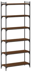 6 szintes barna tölgy színű szerelt fa könyvespolc 80x30x188 cm