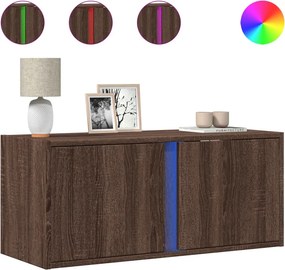 vidaXL barna tölgyszínű fali TV-szekrény LED-del 80x31x35 cm
