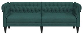 sötétzöld 3 személyes szövet Chesterfield kanapé