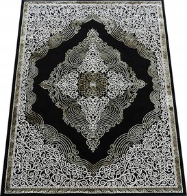 Szőnyeg 240x330 Glamour Arany Fekete Nappaliba Klasszikus Márvány Szuper Minőség