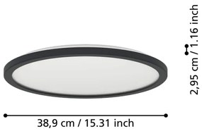 Eglo 901454-LED Dimmelhető fürdőszobai lámpa ROVITO-R 18,5W/230V átm. 38,9cm IP44 fekete + távirányító
