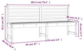 tömör fenyőfa kerti pad 201,5 cm