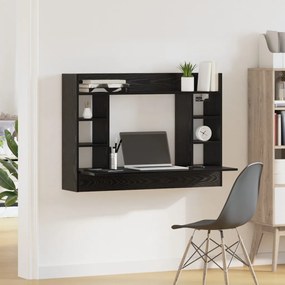 vidaXL falra szerelhető íróasztal fekete tölgy 105x48x75 cm szerelt fa