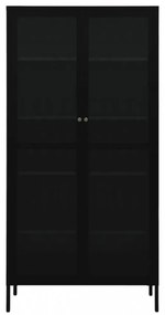 fekete acél és edzett üveg vitrin 90 x 40 x 180 cm