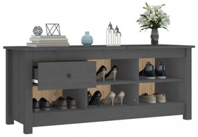 szürke tömör fenyőfa cipősszekrény 110 x 38 x 45,5 cm