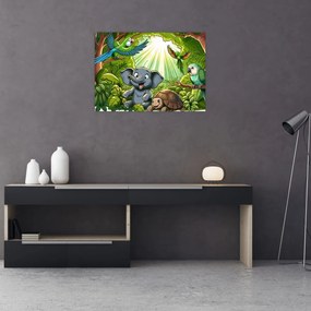 Üveg kép - Vidám állatkák (70x50 cm)