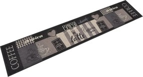 vidaXL fekete mosható coffee feliratos bársony konyhaszőnyeg 60x300 cm