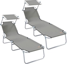 vidaXL Napozó 2 pcs Szürke 58 x 188 x 77cm Poliészter