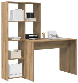 Asztal polcokkal kézműves tölgy 138.5 x 55 x 143 cm Faanyag