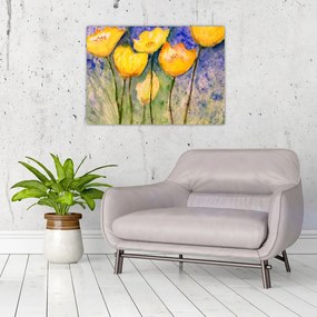 Kép - sárga tulipán (üvegen) (70x50 cm)