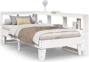vidaXL fehér tömör fenyőfa könyvespolcos ágy matrac nélkül 75 x 190 cm