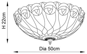 Endon 64173 - Tiffany HUTCHINSON mennyezeti lámpa 2xE27/60W/230V átm. 50 cm