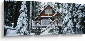 Kép - Fából készült házikó (órával) (90x30 cm)