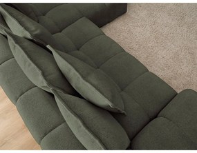 Zöld zsenília kinyitható-tárolóhelyes sarokkanapé (jobb oldali-heverő résszel) Everest – Bobochic Paris