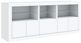 fehér tálalószekrény LED-világítással 162 x 37 x 67 cm