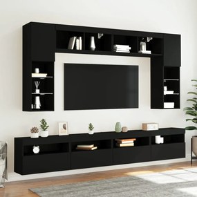 fekete fali TV-szekrény LED-világítással 60x30x40 cm