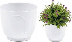 Fedő fehér műanyag virágtartó dekoratív kerek 18x16 cm