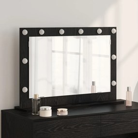 LED világítással ellátott sminktükör Fekete tölgy 80x55x18 cm
