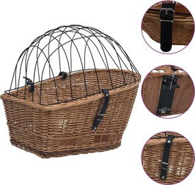 vidaXL természetes fűzfa hátsó kerékpárkosár fedéllel 55 x 31 x 36 cm