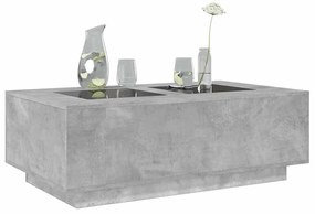 Betonszürke végtelen hatású LED-es dohányzóasztal 116x69x40 cm