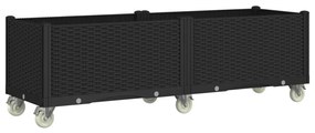 vidaXL fekete polipropilén rácsos kerekes ültetőláda 160 x 50 x 54 cm