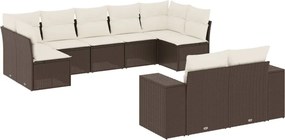 vidaXL 9 részes barna polyrattan kerti ülőgarnitúra párnákkal