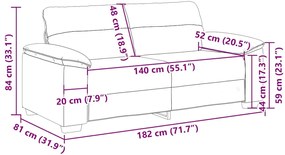 vidaXL kétszemélyes fekete műbőr kanapé 140 cm