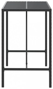 fekete polyrattan üveglapos bárasztal 110 x 70 x 110 cm
